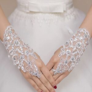 2pcs Versatile Lace Bridal Gloves