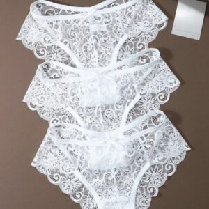 3pcs/Set Women Lace Low-Waist Sexy Thong Panties